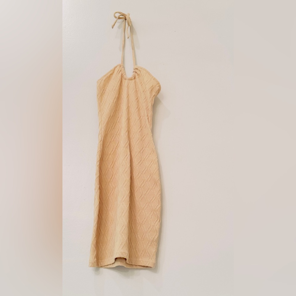 Textured Beige halter Dress